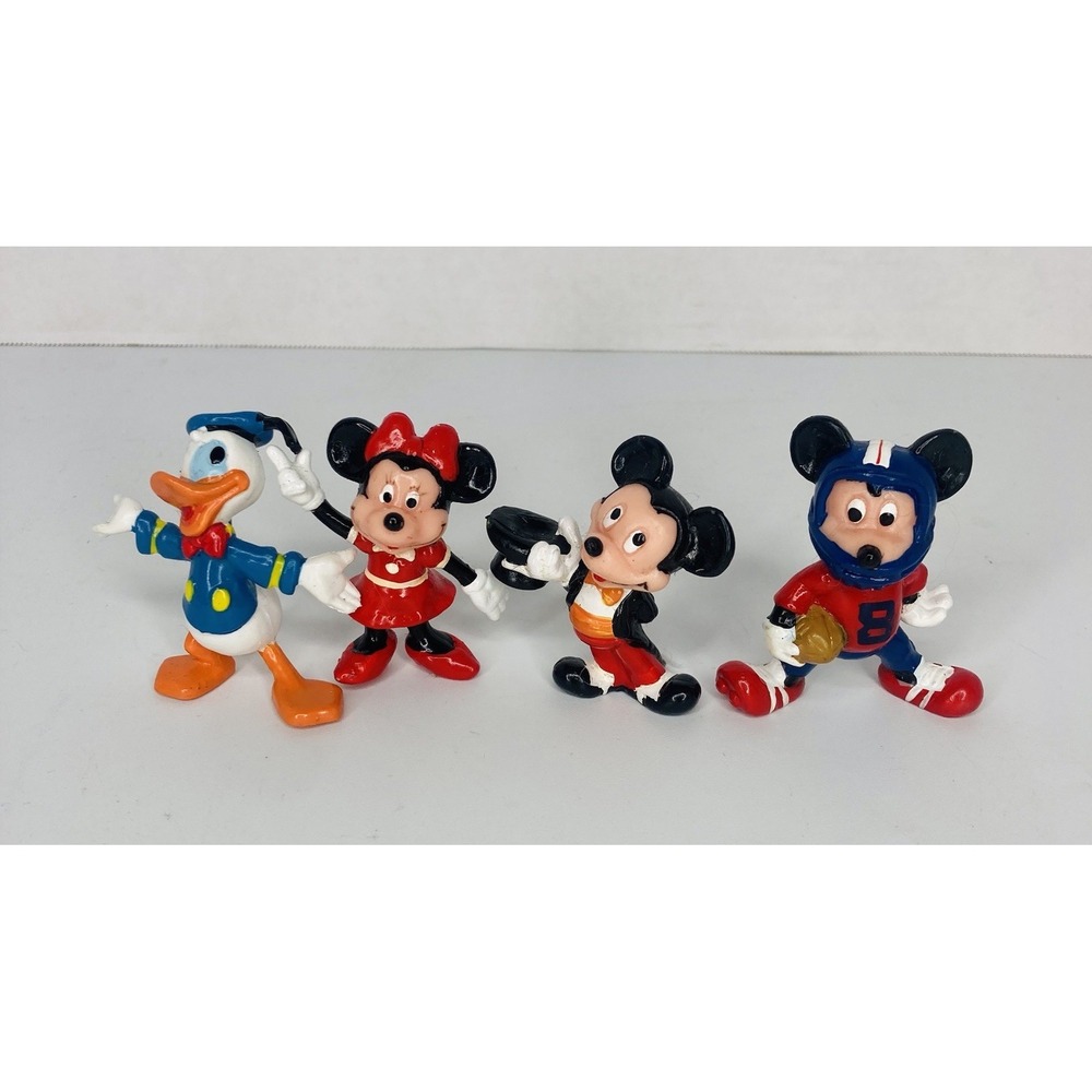 Vintage Small Disney Figures Mickey Mouse, Minnie, Donald Duck VGC